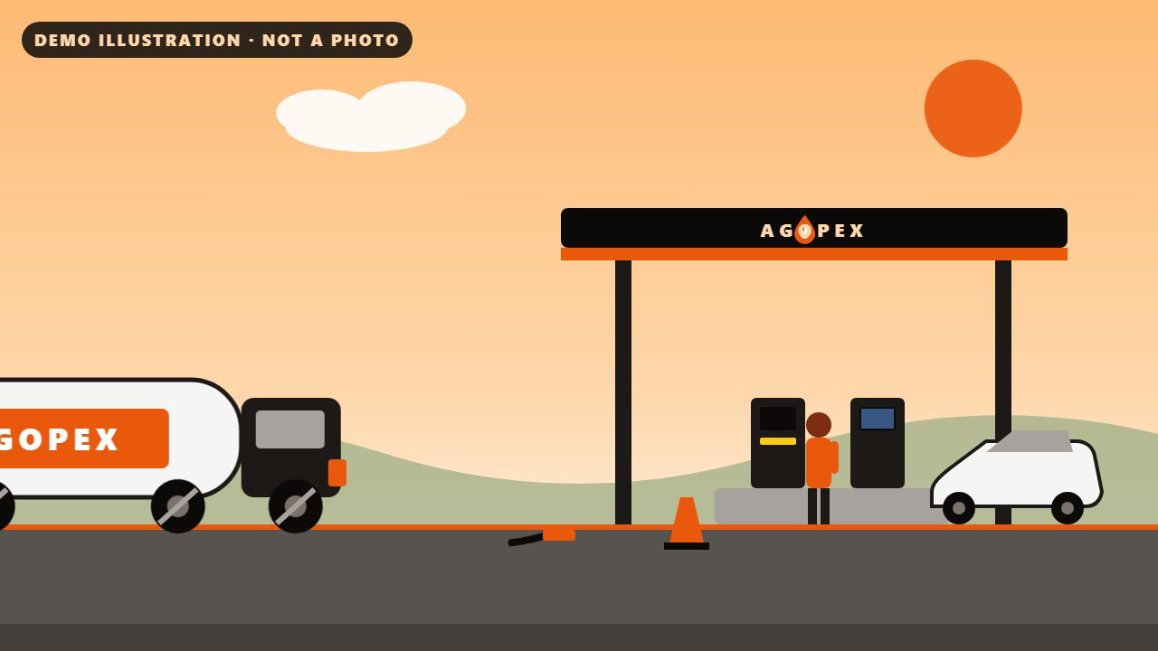 Demo illustration: a tanker arriving at the station