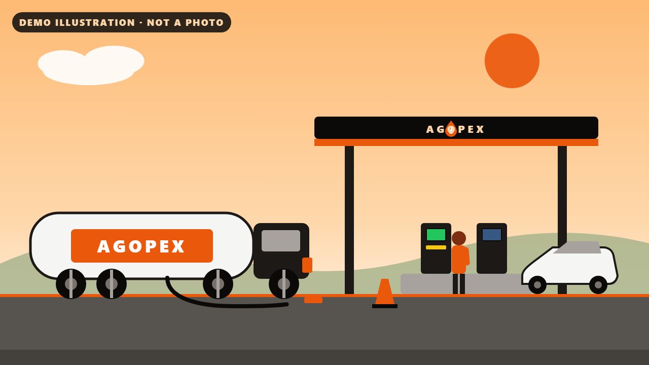 Demo illustration: a car filling up under the canopy