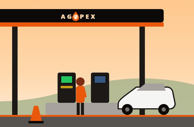 Demo illustration: the pump island